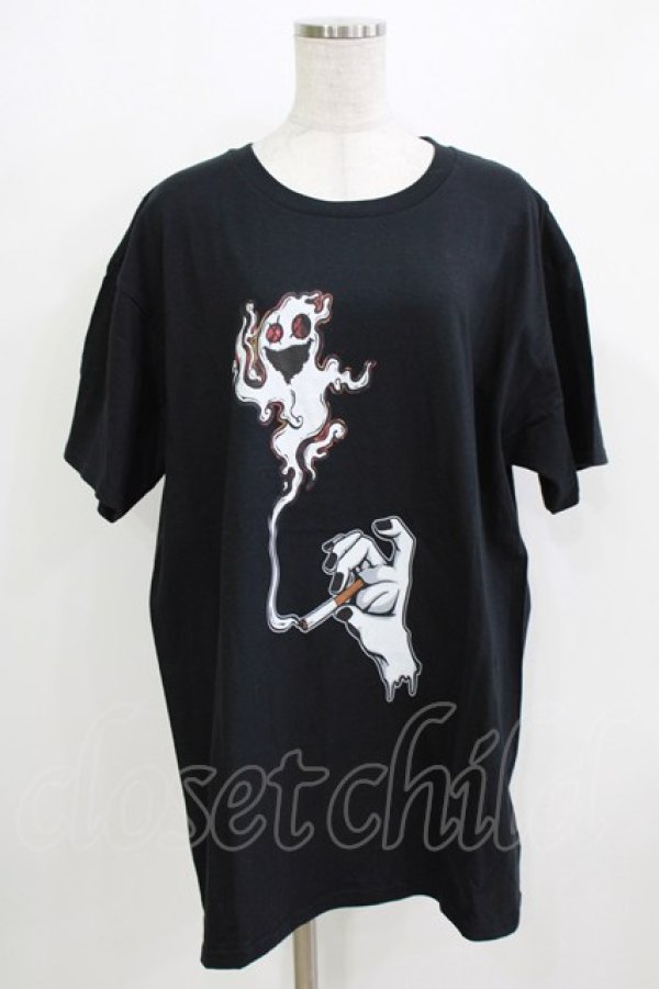画像1: NieR Clothing / プリントCOTTON CUTSEW XL 黒 H-26-03-09-1065-PU-TO-AK-ZH (1)