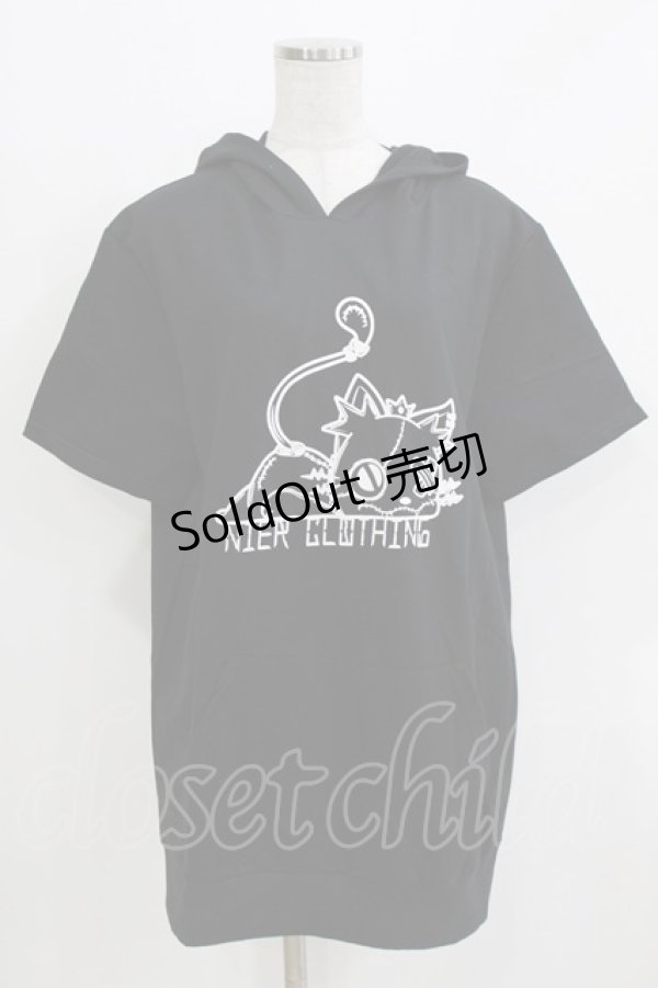 画像1: NieR Clothing / 半袖プルパーカー F 黒 H-26-03-09-1071-PU-TO-AK-ZH (1)