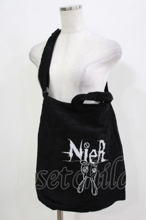 画像: NieR Clothing / 刺繍リブバッグ  黒 H-26-03-09-1073-PU-BG-AK-ZH