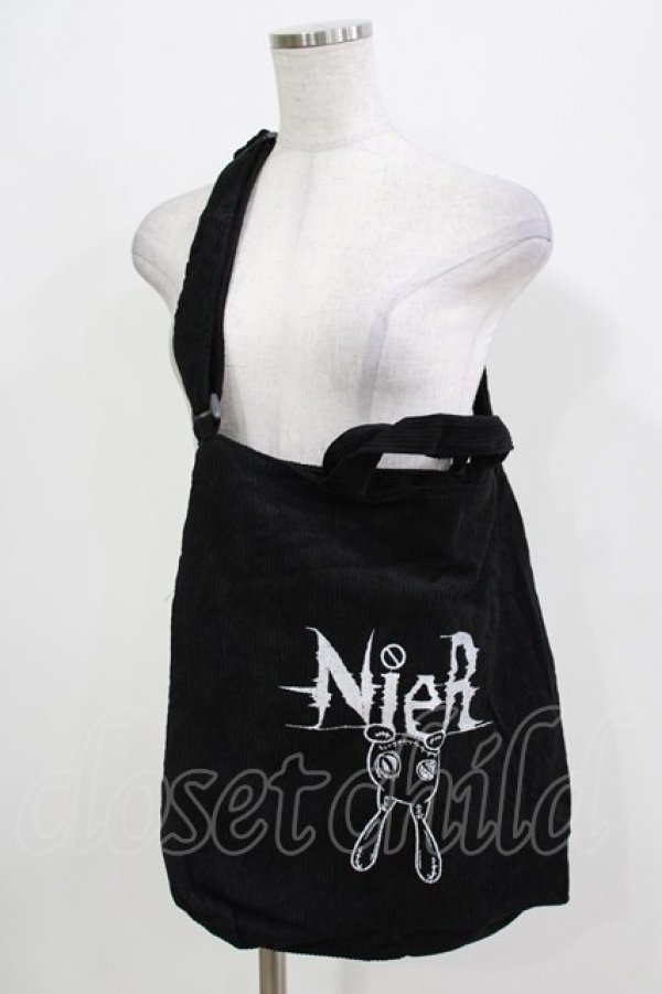 画像1: NieR Clothing / 刺繍リブバッグ  黒 H-26-03-09-1073-PU-BG-AK-ZH (1)
