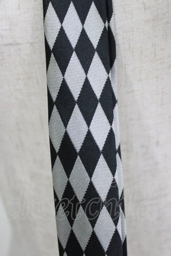 画像2: BPN FOR MEN / ジャガードネクタイ  ダイヤ/ブラック×グレー H-26-03-09-1074-GO-ZA-KB-ZH (2)