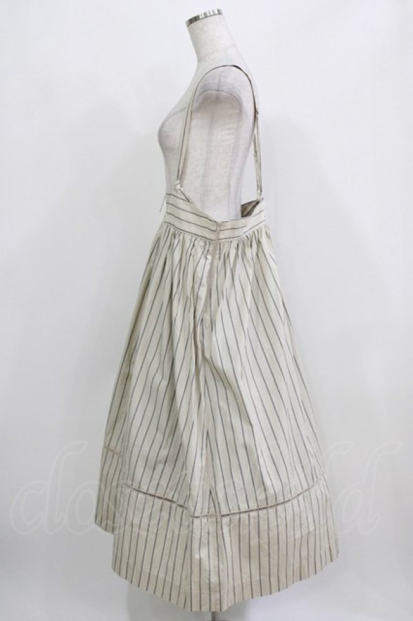 画像2: Jane Marple / アジャスターストラップドミトリースカート  ライトベージュストライプ H-26-03-09-1007-JM-SK-KB-ZH (2)