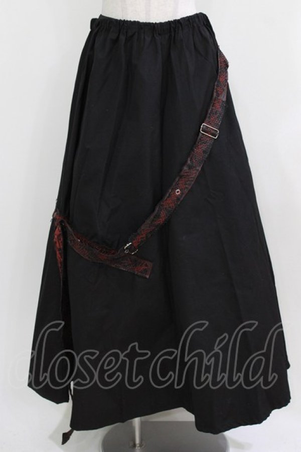 画像1: h.NAOTO / ダメージベルトロングスカート  ブラック H-26-03-09-1082-HN-SK-KB-ZH (1)