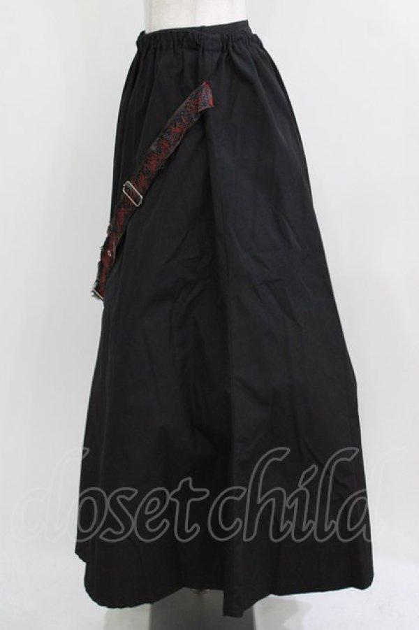 画像2: h.NAOTO / ダメージベルトロングスカート  ブラック H-26-03-09-1082-HN-SK-KB-ZH (2)