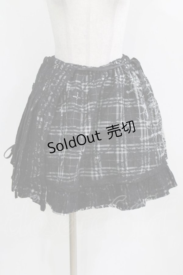 画像1: h.ANARCHY / オーバー付レース重ねチェックスカート  ブラック H-26-03-09-1009-HN-SK-KB-ZH (1)