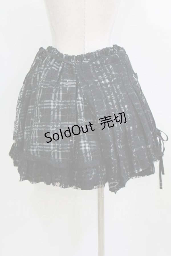 画像3: h.ANARCHY / オーバー付レース重ねチェックスカート  ブラック H-26-03-09-1009-HN-SK-KB-ZH (3)