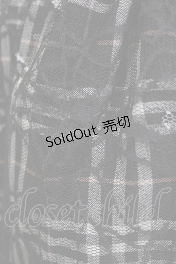 画像4: h.ANARCHY / オーバー付レース重ねチェックスカート  ブラック H-26-03-09-1009-HN-SK-KB-ZH (4)