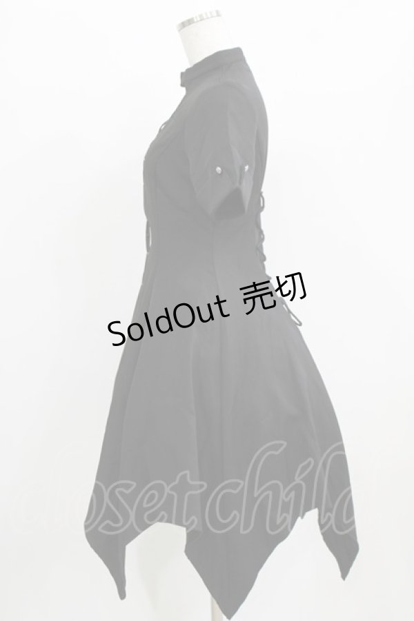 画像2: NieR Clothing / レースアップワンピース  黒 H-26-03-09-1011-PU-OP-AK-ZH (2)