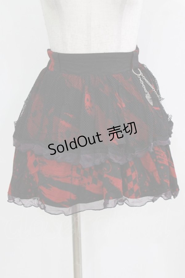 画像1: h.ANARCHY / チャーム付ダメージメッシュスカート  黒×赤 H-26-03-09-1013-HN-SK-KB-ZH (1)