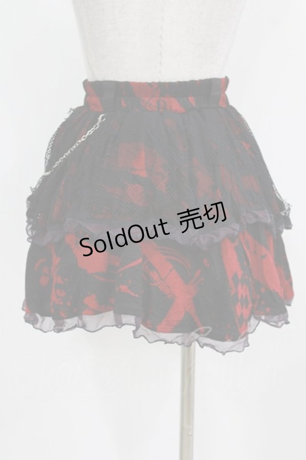 画像3: h.ANARCHY / チャーム付ダメージメッシュスカート  黒×赤 H-26-03-09-1013-HN-SK-KB-ZH (3)