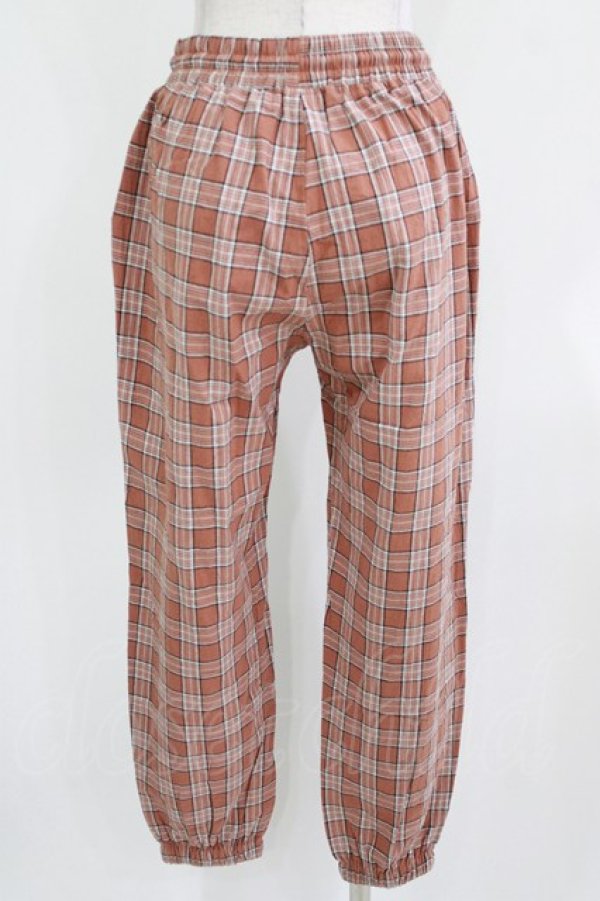 画像3: NieR Clothing / ロゴプリントチェックパンツ F 茶 H-26-03-09-1016-PU-PA-AK-ZH (3)