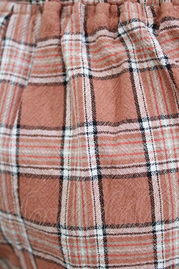 画像4: NieR Clothing / ロゴプリントチェックパンツ F 茶 H-26-03-09-1016-PU-PA-AK-ZH (4)