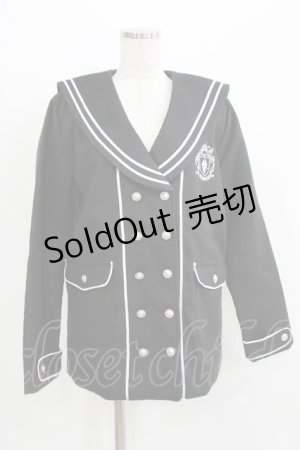 画像: NieR Clothing / セーラー襟ボタンジャケット  黒 H-26-03-09-1024-PU-JA-AK-ZH