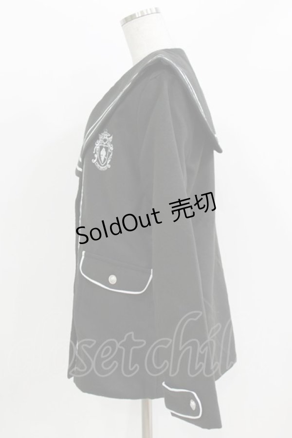 画像2: NieR Clothing / セーラー襟ボタンジャケット  黒 H-26-03-09-1024-PU-JA-AK-ZH (2)