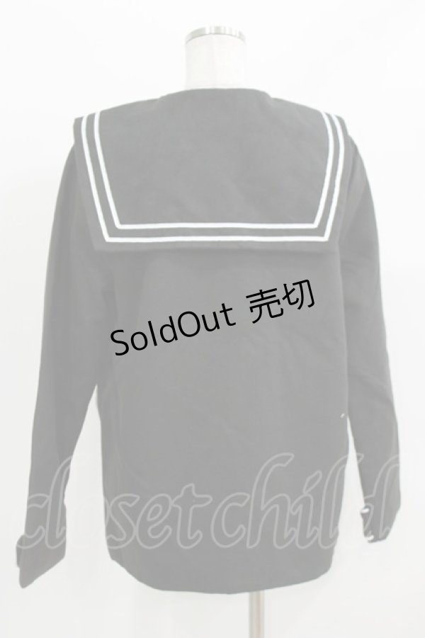 画像3: NieR Clothing / セーラー襟ボタンジャケット  黒 H-26-03-09-1024-PU-JA-AK-ZH (3)