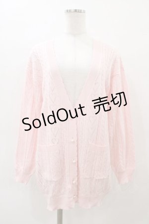 画像: Amavel / ハート透かし編みロングカーディガン Free ピンク H-26-03-09-068-CA-TO-NS-ZH