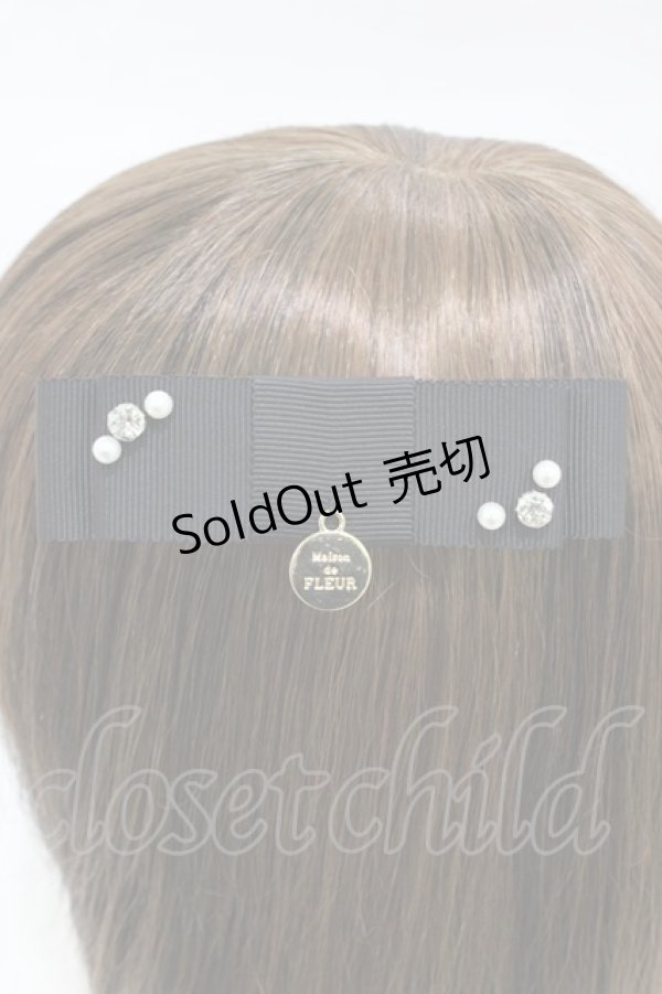 画像2: Maison de FLEUR / グログランリボンクリップ  ブラック H-26-03-09-023-LO-AC-NS-ZH (2)
