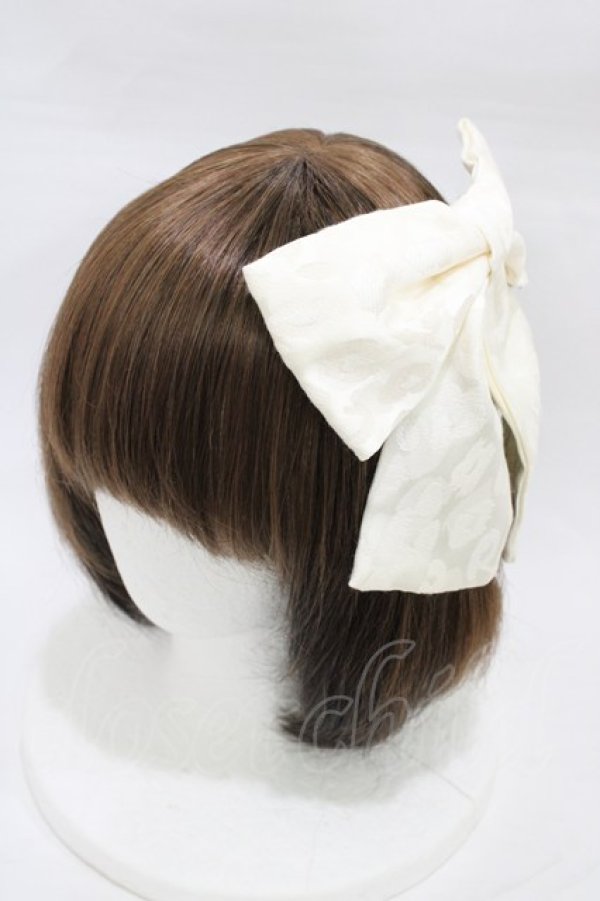 画像1: Bubbles / ジャガードリボンバレッタ  アイボリー H-26-03-09-024-CA-AC-NS-ZH (1)