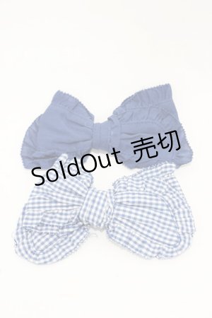 画像: PINK HOUSE / ギンガムチェック&無地ローンリボンブローチセット  ブルー H-26-03-09-032-LO-ZA-NS-ZH