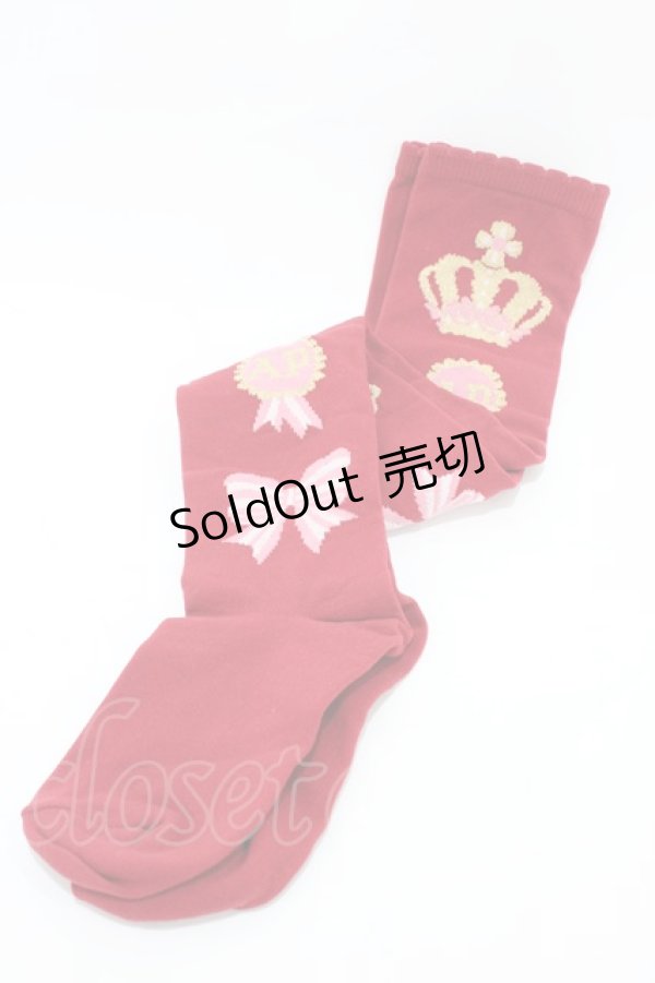 画像1: Angelic Pretty / クラウンリボンオーバーニー  ワイン H-26-03-09-034-AP-ZA-NS-ZH (1)