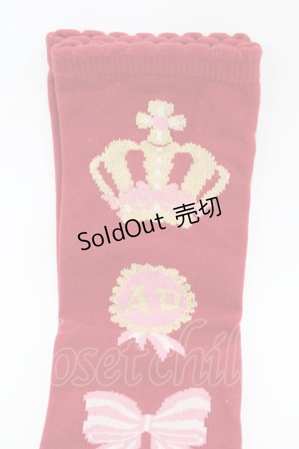 画像2: Angelic Pretty / クラウンリボンオーバーニー  ワイン H-26-03-09-034-AP-ZA-NS-ZH (2)