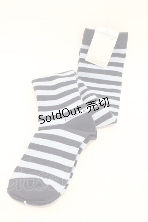 画像1: metamorphose / ボーダーオーバーニー  ブルー/ネイビー H-26-03-09-037-ME-ZA-NS-ZH (1)