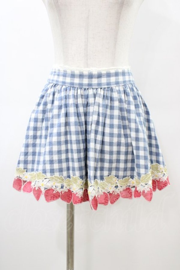 画像1: LIZ LISA / ギンガムイチゴスカパン Free ブルー H-26-03-09-038-LO-SK-NS-ZH (1)