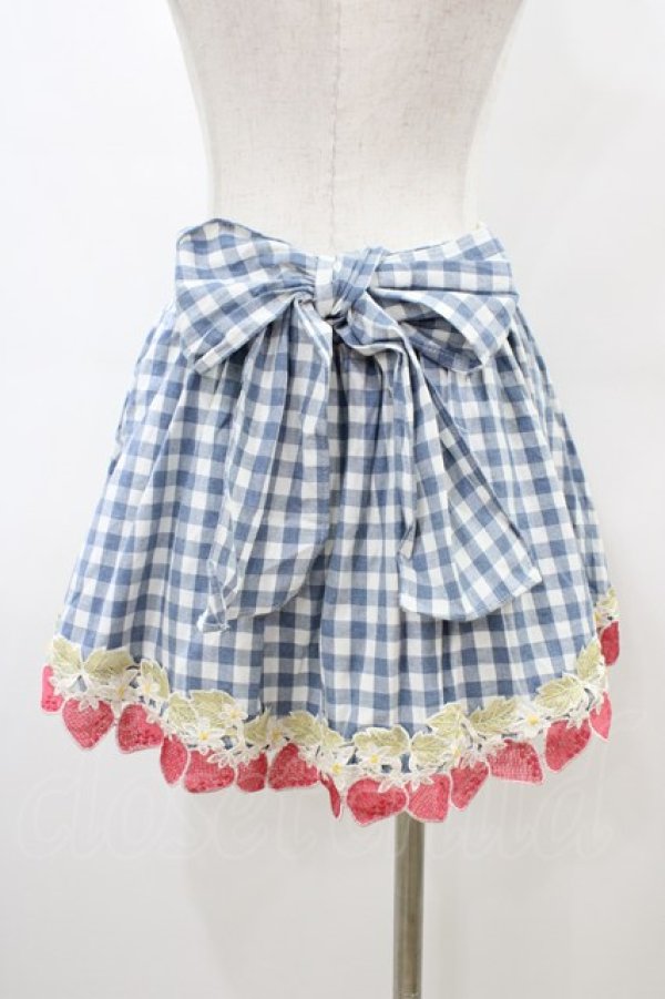 画像2: LIZ LISA / ギンガムイチゴスカパン Free ブルー H-26-03-09-038-LO-SK-NS-ZH (2)