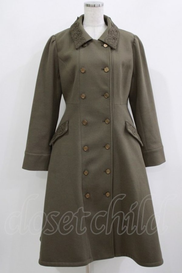 画像1: axes femme / バッスル風ロングコート M カーキ H-26-03-10-1028-AX-CO-NS-ZH (1)