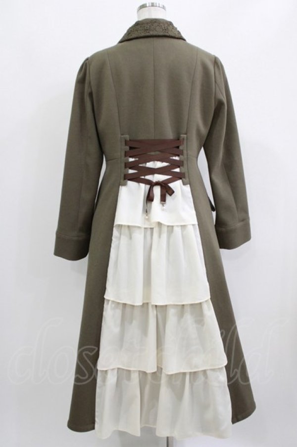 画像3: axes femme / バッスル風ロングコート M カーキ H-26-03-10-1028-AX-CO-NS-ZH (3)