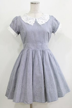 画像: Ank Rouge / レース襟ストライプワンピース M ネイビー H-26-03-10-1029-CA-OP-NS-ZH