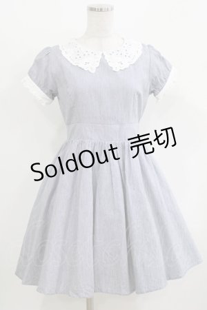 画像: Ank Rouge / レース襟ストライプワンピース M ネイビー H-26-03-10-1029-CA-OP-NS-ZH