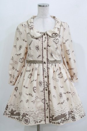 画像: Ank Rouge / 天使プリントワンピース M ベージュ H-26-03-10-1030-CA-OP-NS-ZH