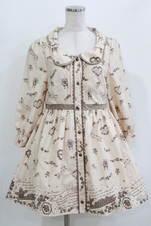 画像1: Ank Rouge / 天使プリントワンピース M ベージュ H-26-03-10-1030-CA-OP-NS-ZH (1)