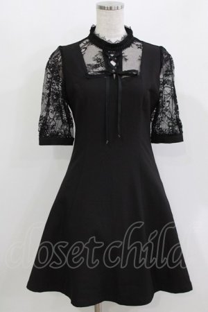 画像: Rojita / FRONTレースアップハイネックワンピース Free ブラック H-26-03-10-1033-LO-OP-NS-ZH