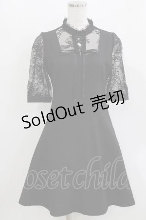 画像: Rojita / FRONTレースアップハイネックワンピース Free ブラック H-26-03-10-1033-LO-OP-NS-ZH