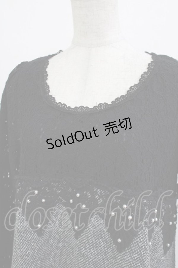 画像4: axes femme / レース切り替えワンピース M ブラック H-26-03-10-1042-AX-OP-NS-ZH (4)