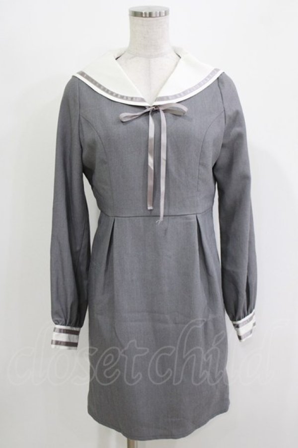 画像1: Ank Rouge / セーラーワンピース M グレー H-26-03-10-1047-CA-OP-NS-ZH (1)