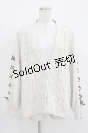 画像: axes femme / レースアップ袖ニットカーディガン M 生成り H-26-03-10-1050-AX-TO-NS-ZH