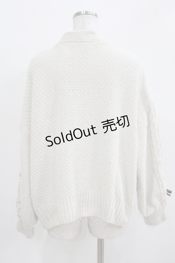 画像3: axes femme / レースアップ袖ニットカーディガン M 生成り H-26-03-10-1050-AX-TO-NS-ZH (3)