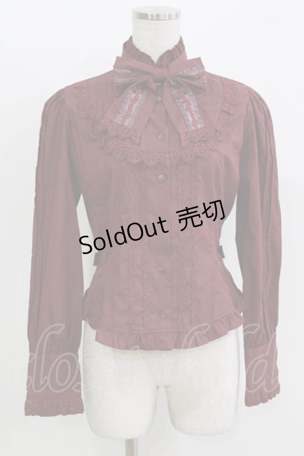 画像1: Innocent World / サテンフリルリボンブラウス M ボルドー H-26-03-10-1059-IW-BL-NS-ZH (1)