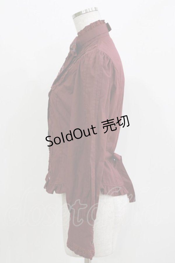 画像2: Innocent World / サテンフリルリボンブラウス M ボルドー H-26-03-10-1059-IW-BL-NS-ZH (2)