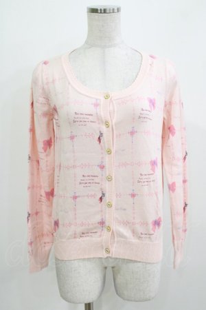 画像: Ank Rouge / リボンプリントカーディガン M ピンク H-26-03-10-1062-CA-TO-NS-ZH
