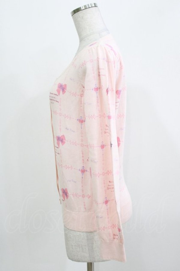 画像2: Ank Rouge / リボンプリントカーディガン M ピンク H-26-03-10-1062-CA-TO-NS-ZH (2)