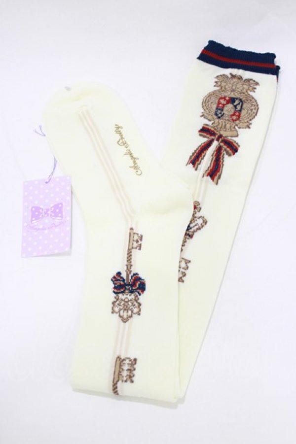 画像1: Angelic Pretty / British Keysオーバーニー  生成り H-26-03-10-1072-AP-ZA-NS-ZH (1)