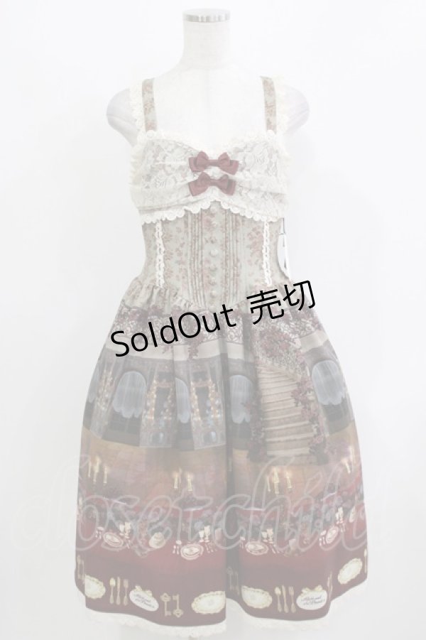 画像1: ALICE and the PIRATES / 薔薇の花舞う闇夜の晩餐会柄ジャンパースカートI Free ボルドー H-26-03-10-1012-PA-OP-NS-ZH (1)