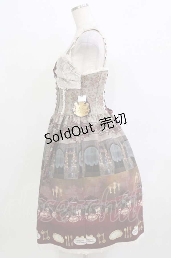 画像2: ALICE and the PIRATES / 薔薇の花舞う闇夜の晩餐会柄ジャンパースカートI Free ボルドー H-26-03-10-1012-PA-OP-NS-ZH (2)