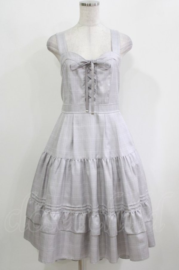 画像1: axes femme / 編上ティアードジャンパースカート M グレー H-26-03-10-1013-AX-OP-NS-ZH (1)