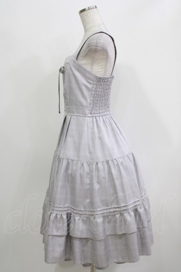 画像2: axes femme / 編上ティアードジャンパースカート M グレー H-26-03-10-1013-AX-OP-NS-ZH (2)