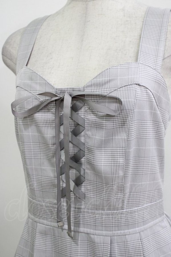 画像4: axes femme / 編上ティアードジャンパースカート M グレー H-26-03-10-1013-AX-OP-NS-ZH (4)